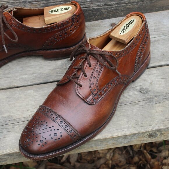 GUC, Allen Edmonds 'Rogue' Brown Leather Brogues, Men's 10.5 D, Made in USA - Picture 4 of 13